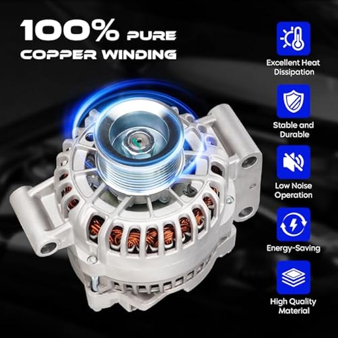 SEHNSUCHT New Alternator 7.3 7.3L for Ford F250 F350 Super Duty Diesel 2002-2003, for Excursion 7.3L V8 2002-2003, 110Amp 12V, Replace for 8316, 334-2539 - Image 5