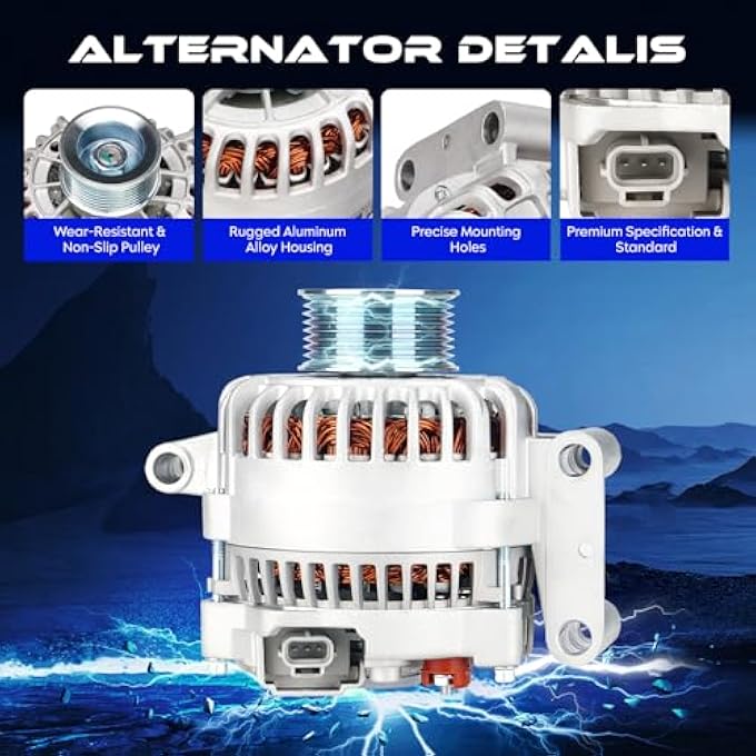 SEHNSUCHT New Alternator 7.3 7.3L for Ford F250 F350 Super Duty Diesel 2002-2003, for Excursion 7.3L V8 2002-2003, 110Amp 12V, Replace for 8316, 334-2539 - Image 2