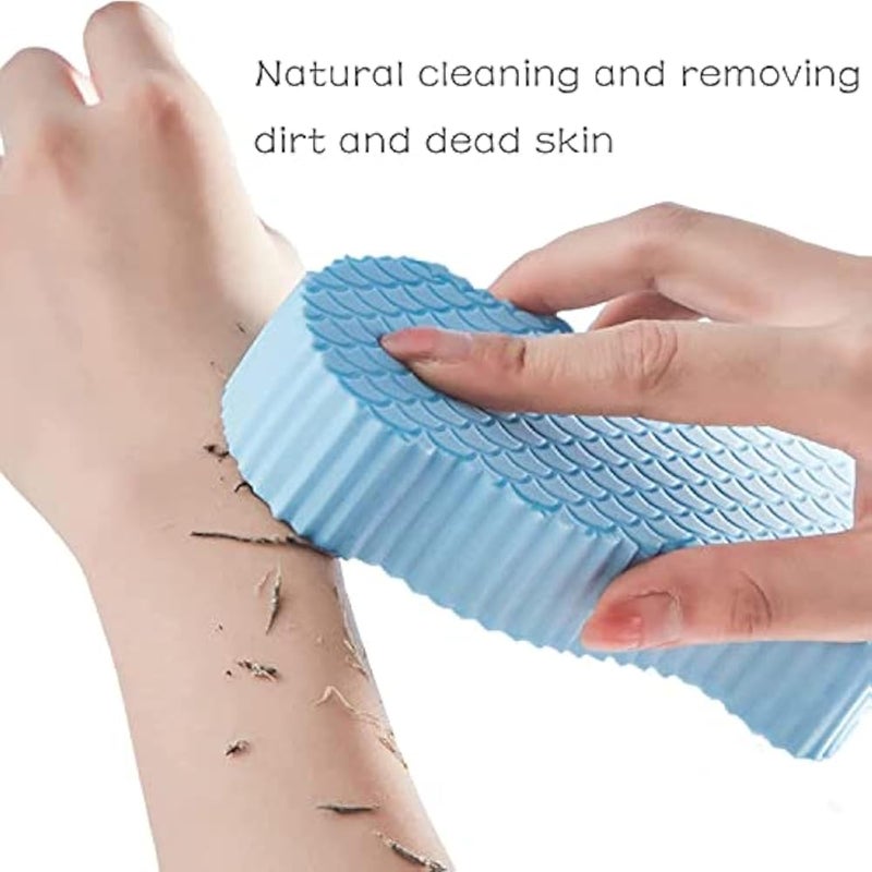 Teshee 2PCS Exfoliating Bath Sponge, 3D Bath Sponge Shower Brush, Soft Bath Sponges for Shower, Dead Skin Remover for Body, Shower Sponge for Adult Baby(Blue&Grey) - Image 2