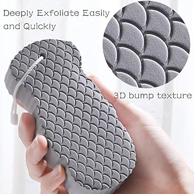 Teshee 2PCS Exfoliating Bath Sponge, 3D Bath Sponge Shower Brush, Soft Bath Sponges for Shower, Dead Skin Remover for Body, Shower Sponge for Adult Baby(Blue&Grey) - Image 3