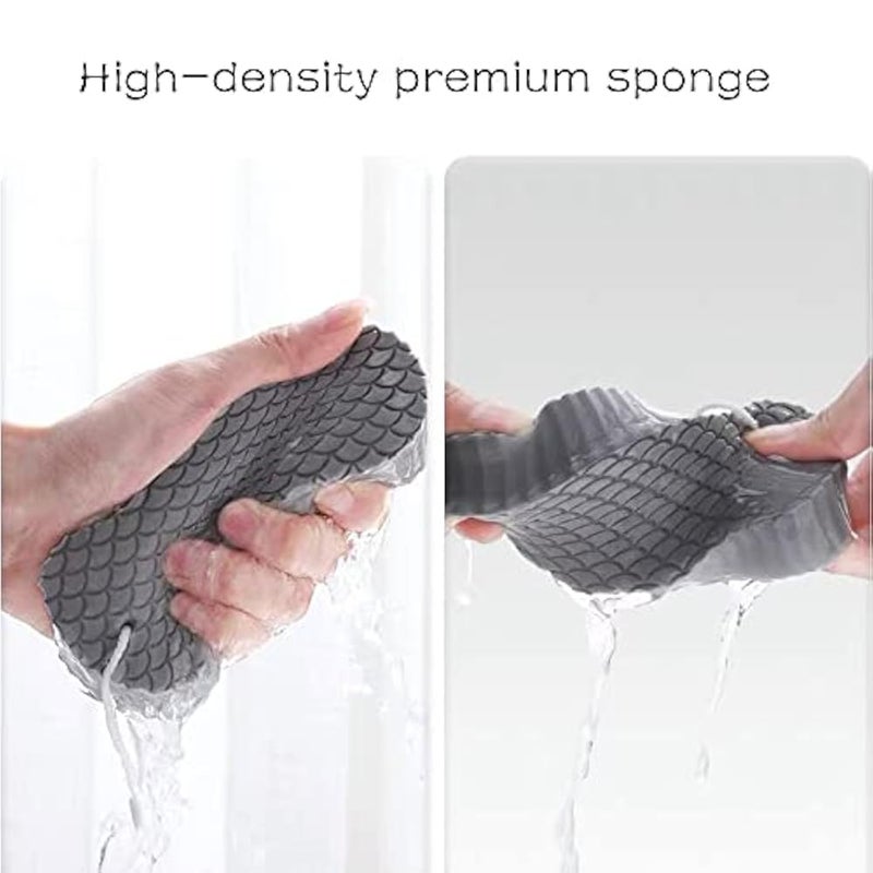Teshee 2PCS Exfoliating Bath Sponge, 3D Bath Sponge Shower Brush, Soft Bath Sponges for Shower, Dead Skin Remover for Body, Shower Sponge for Adult Baby(Blue&Grey) - Image 4