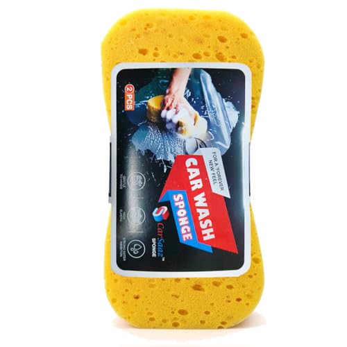 CAR SAAZ Washing Sponge for Car & Bike | Super Absorbent Multipurpose Yellow Sponge (Pack of 2) | Large Size Foam Cleaning Sponge, Durable & Long-Lasting - Image 2