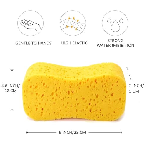 CAR SAAZ Washing Sponge for Car & Bike | Super Absorbent Multipurpose Yellow Sponge (Pack of 2) | Large Size Foam Cleaning Sponge, Durable & Long-Lasting - Image 3