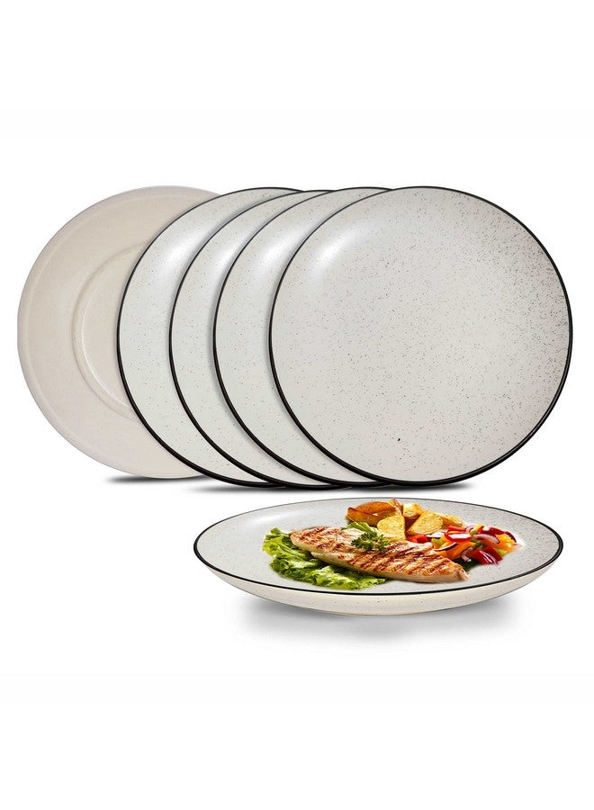 Pure Source India Ceramic Handcrafted Dotted White Quarter Plates Set of 6, Small Side Plates for Dinner and Snacks (7 Inch, 6 Pieces, Microwave Safe) - Image 1
