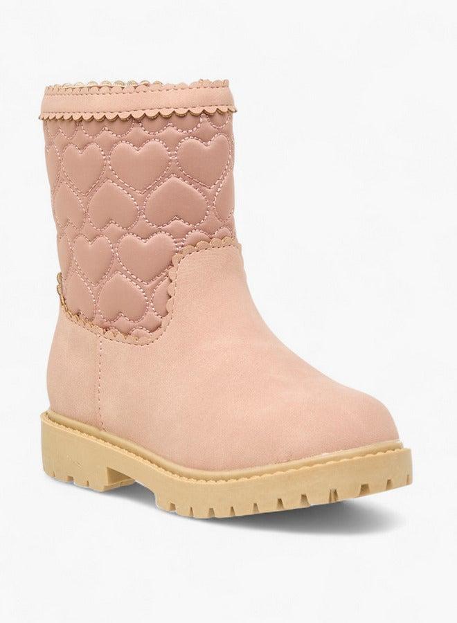 JUNIORS Heart Quilted Boots with Zip Closure - Image 3