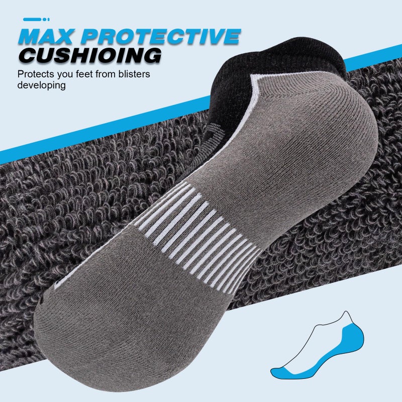 Cirorld Mens Ankle Running Socks, Athletic Cushioned Low Cut Moisture Wicking Cotton Short Sports Socks, 6 Pairs - Image 5