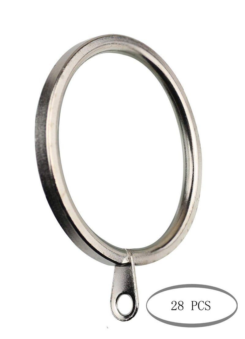 Meriville 28 pcs Satin Nickel 2-Inch Inner Diameter Metal Flat Curtain Rings with Eyelets - Image 2