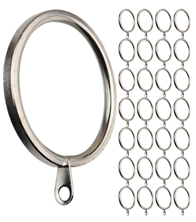 Meriville 28 pcs Satin Nickel 2-Inch Inner Diameter Metal Flat Curtain Rings with Eyelets - Image 5