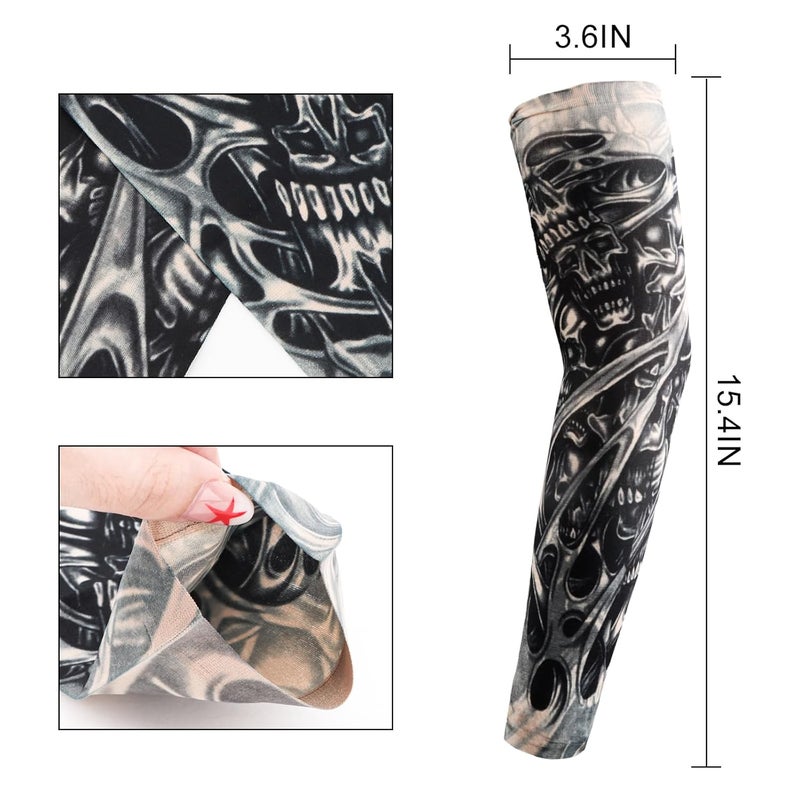 YARIEW Tattoo Sleeves for Men, 6Pcs Fake Tattoos Sleeves to Cover Arms Sun Protection Sleeve Covers for Men and Women (Set 10) - Image 2