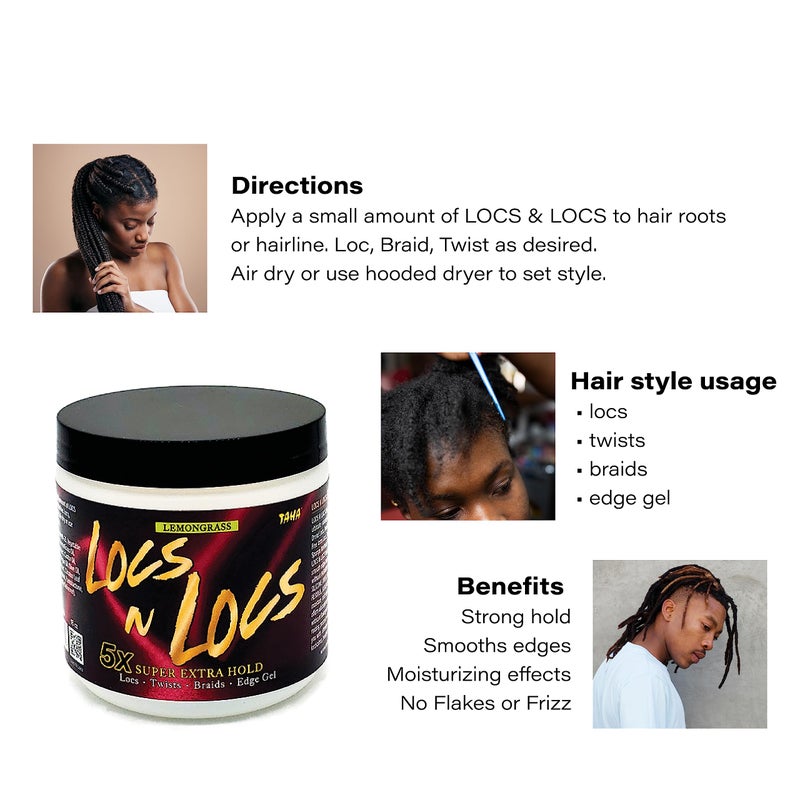 Taha Locs & Locs Gel - 5X Super Extra Hold, Natural & Non-Damaging for Locs, Braids, Twists - 16 Oz (Lemongrass, 1 Pound(Pack of 1)) - Image 3