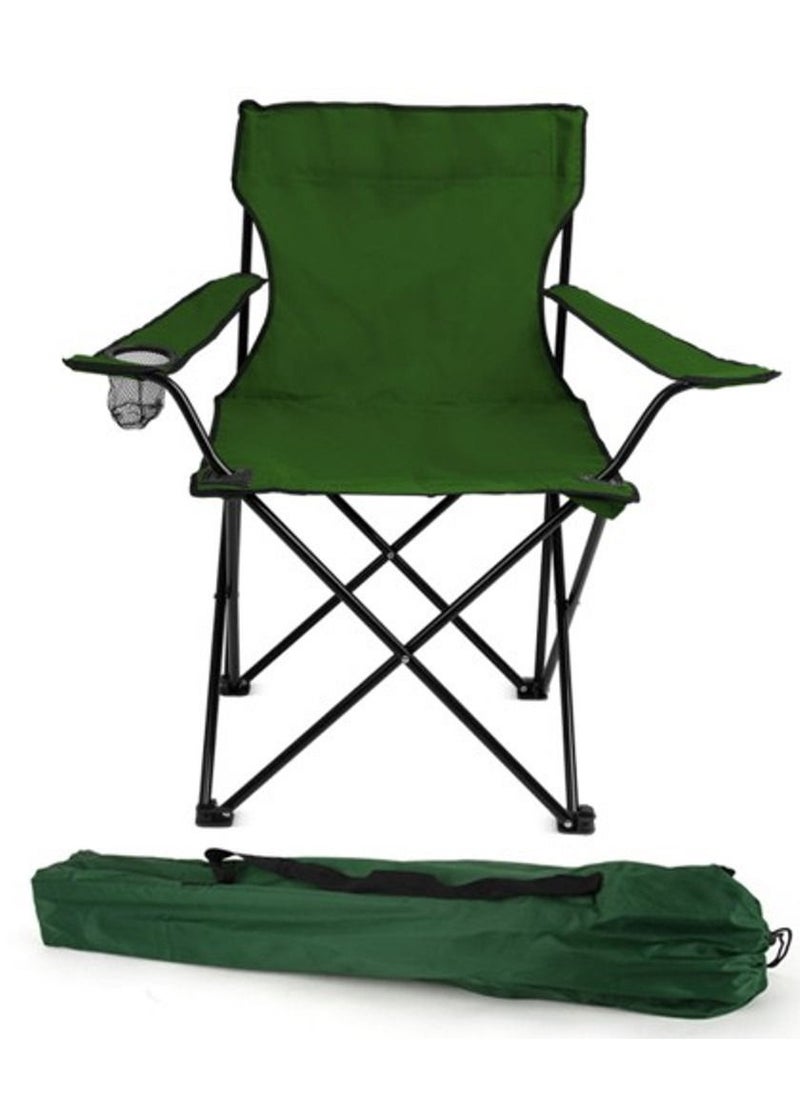 GO2CAMPS Foldable Camping Chair /Picnic Chair/Beach Chair/Out Door Chair Hand Support With Cup Holder With Carry Bag (Green)  - Image 2