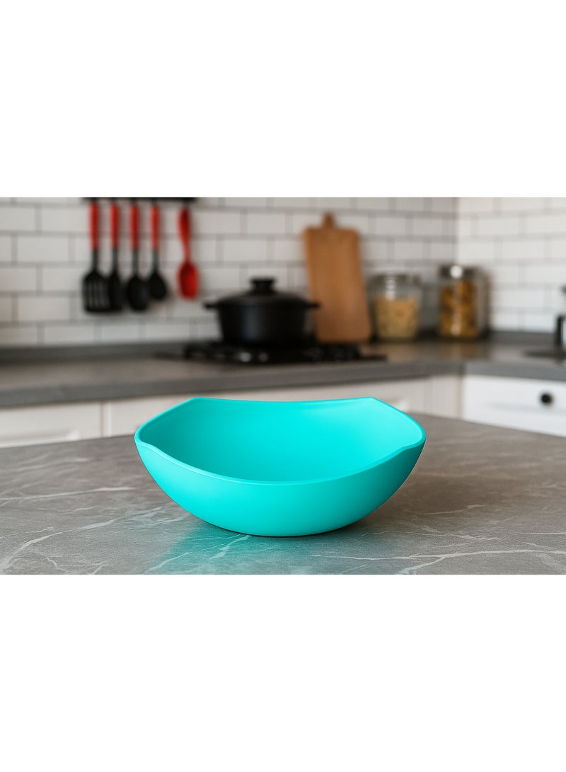 فافيلا طبق تقديم بلاستيك -متعدد الاستخدام -يضيف لمسة من الأناقة إلى سفرتك -كود 1054-لون فيروزي - شكل موجه - Image 2