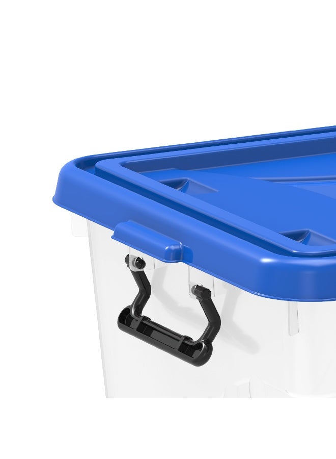 Cosmoplast 55L Clear Plastic Storage Box With Wheels & Lockable Lid (Pack Of 4) - Image 4
