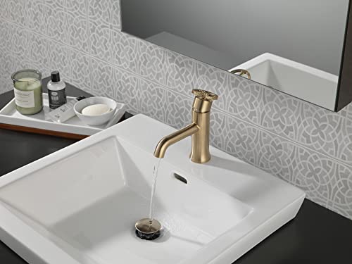 Delta Faucet Trinsic Single Hole Bathroom Faucet Gold Bathroom Faucet Single Handle Bathroom Sink Faucet Diamond Seal Technology Drain Assembly Champagne Bronze 558CZMPUDST - Image 3
