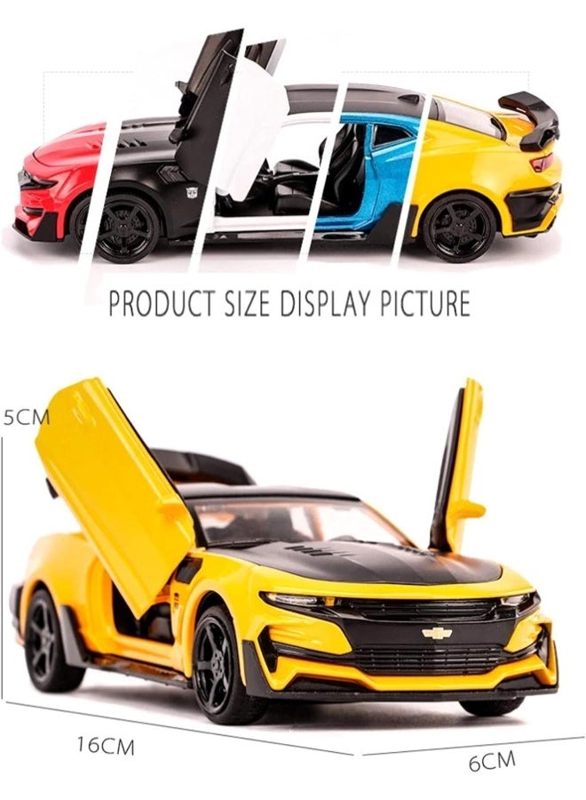 حديقة الألعاب محاكاة معدنية مصبوبة بمقياس 1:32 لسيارة (شيفروليه كامارو) مع أبواب قابلة للفتح وخاصية السحب للخلف، وأضواء وموسيقى (أصفر) - Image 5