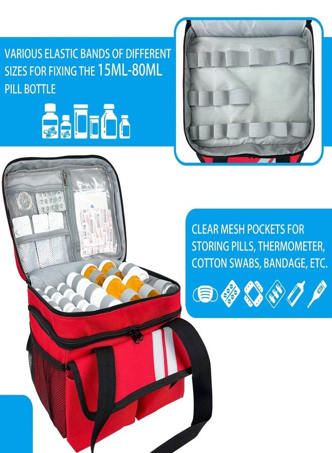 Chelvvg Double Layers Medicine Organizer Storage Bag with Dividers, First Aid Bag with Medic First Aid Badge, Medical Bag for Medical Supplies & Equipment - Image 2