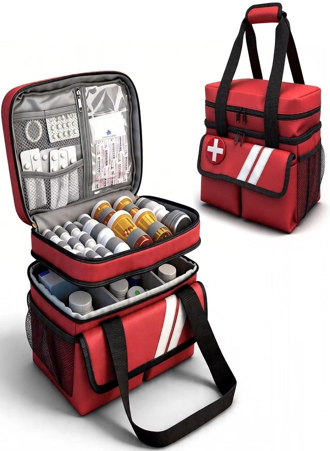 Chelvvg Double Layers Medicine Organizer Storage Bag with Dividers, First Aid Bag with Medic First Aid Badge, Medical Bag for Medical Supplies & Equipment - Image 1