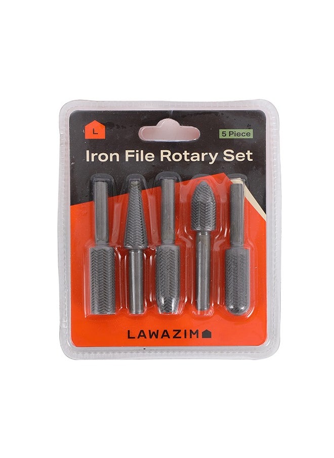 LAWAZIM - Iron File Rotary Set - 5 Piece - Hex Shank Precision Burr Tools for Cutting, Grinding, Shaping, and Carving on Wood, Aluminum, and Iron - Ideal for Woodworking, Metalworking, and DIY Projects - Image 1