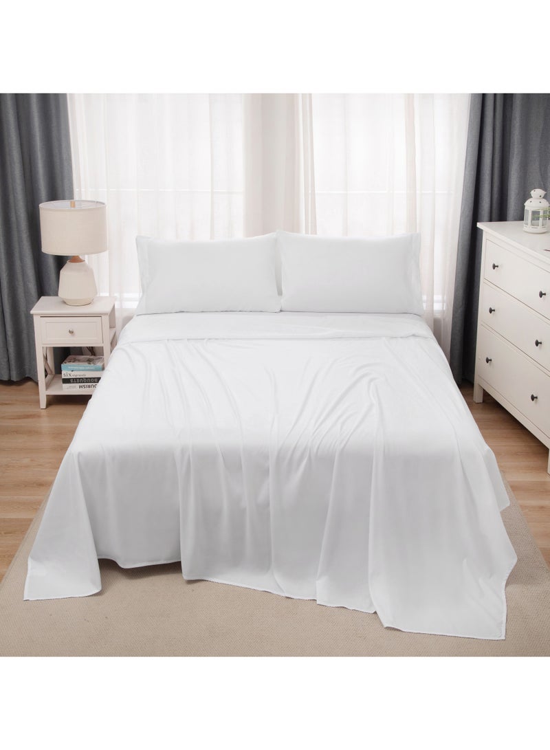 PanaX Panax Bedding Double Bed Sheets Set - 4 Piece Bedding - Brushed Microfiber - Shrinkage and Fade Resistant - Easy Care (White, Double)  - Image 1