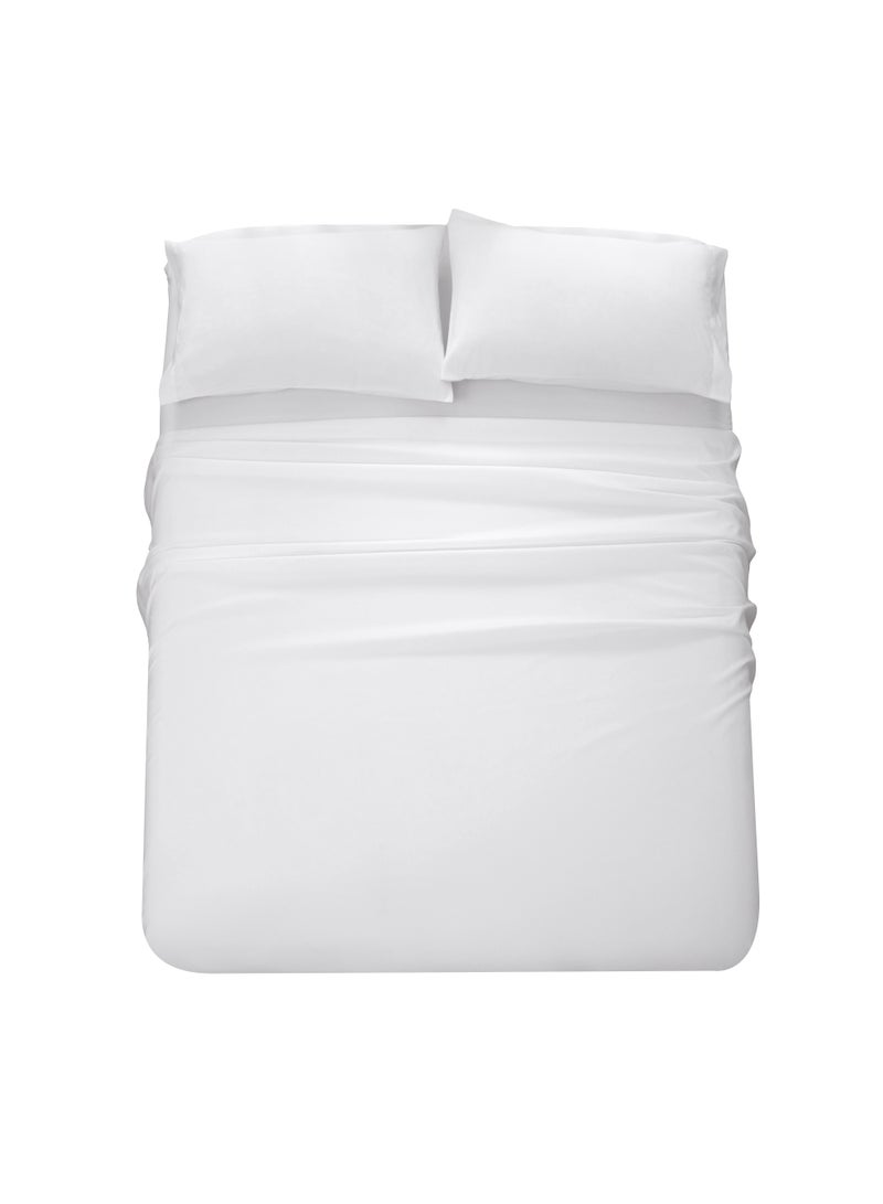 PanaX Panax Bedding Double Bed Sheets Set - 4 Piece Bedding - Brushed Microfiber - Shrinkage and Fade Resistant - Easy Care (White, Double)  - Image 2