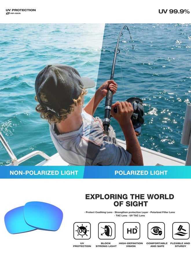 RIVBOS Polarized Sports Sunglasses Driving Sun Glasses Shades for Men Women Tr 90 Unbreakable Frame for Cycling Baseball Running Rb833 833-transparent Grey ice Blue - Image 2