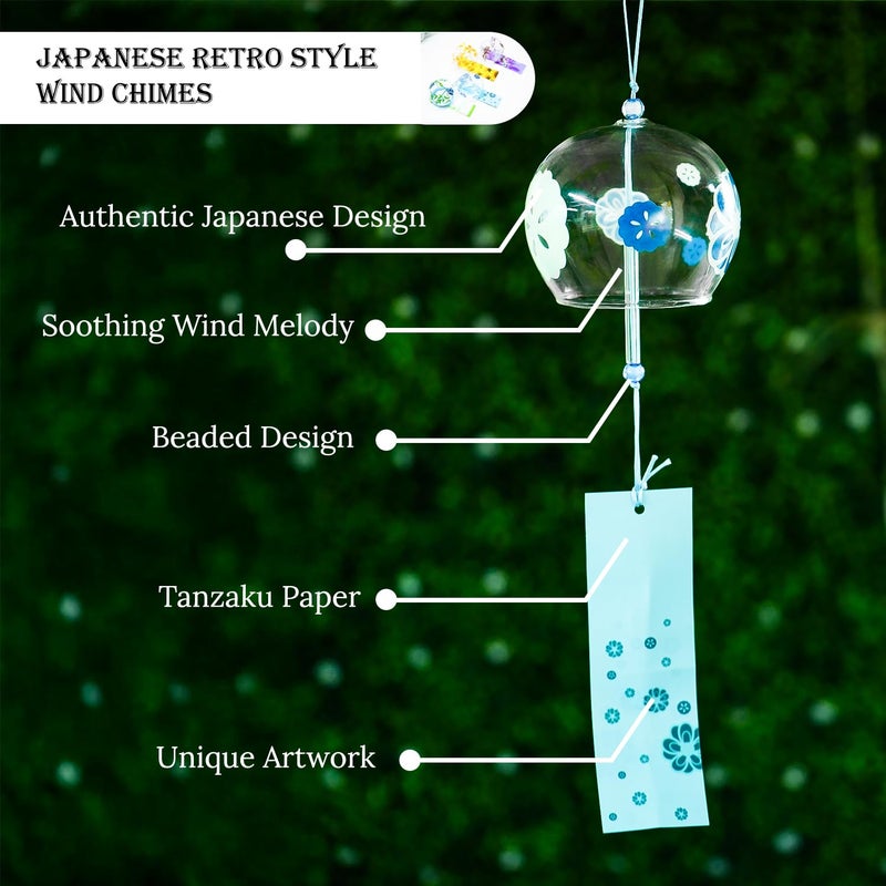 Ekhasa نستراي من أجراس الرياح اليابانية لديكور المنزل، غرفة المعيشة | أجراس الرياح للشرفة، الحديقة | جرس رياح زجاجي | جرس رياح خارجي لراحة فاستو فنج شوي | عناصر ديكور يابانية كهدية - Image 4