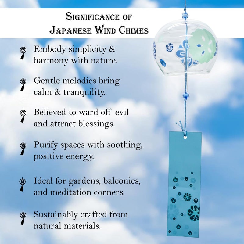 Ekhasa نستراي من أجراس الرياح اليابانية لديكور المنزل، غرفة المعيشة | أجراس الرياح للشرفة، الحديقة | جرس رياح زجاجي | جرس رياح خارجي لراحة فاستو فنج شوي | عناصر ديكور يابانية كهدية - Image 5