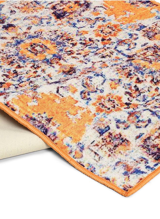Status Contract Feet Multicolor Printed Vintage Persian Carpet Rug Runner for Bedroom/Living Area/Home with Anti Slip Backing, 152 X 213 Cm  - Image 5