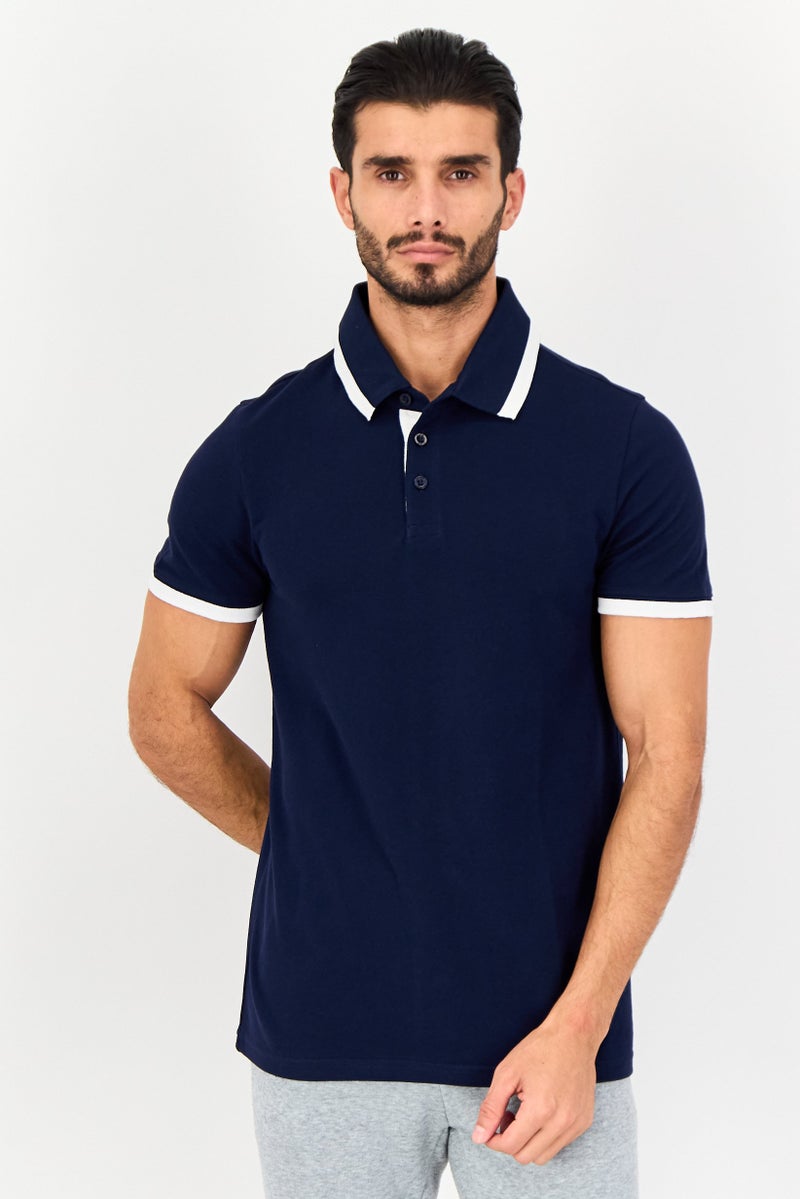 PUMA Men Slim Fit Embroidered Logo Short Sleeves Outdoor Polo Shirt, Navy - Image 1