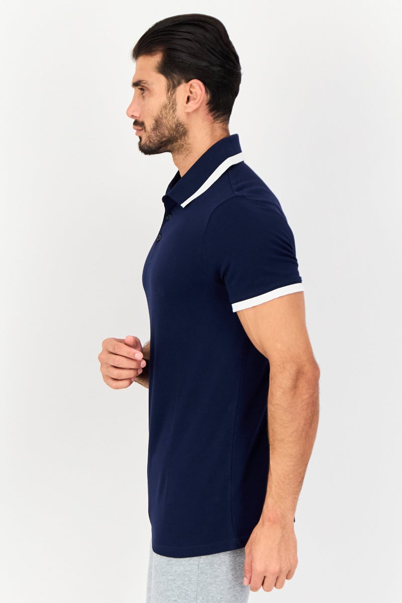 PUMA Men Slim Fit Embroidered Logo Short Sleeves Outdoor Polo Shirt, Navy - Image 3