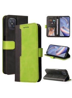 HuHa Case Cover For OPPO A92S/A72 5G/A73 5G/A52 5G/Reno4 Z Business Stitching-Color Horizontal Flip PU Leather Case with Holder & Card Slots & Photo Frame & Lanyard Green 