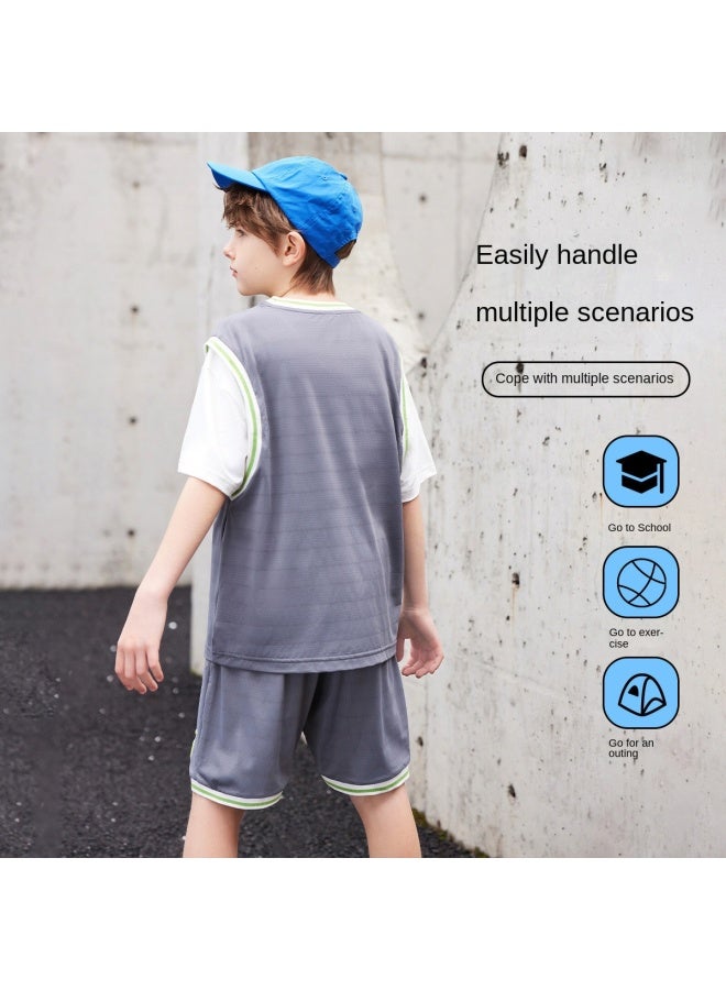abckids Instant Cooling Set】boys' 25 Summer Mesh Breathable Quick-dry Sweat-wicking Youth Basketball Uniform - Image 5