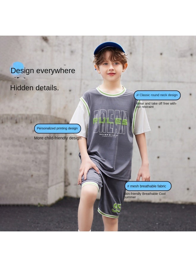 abckids Instant Cooling Set】boys' 25 Summer Mesh Breathable Quick-dry Sweat-wicking Youth Basketball Uniform - Image 4
