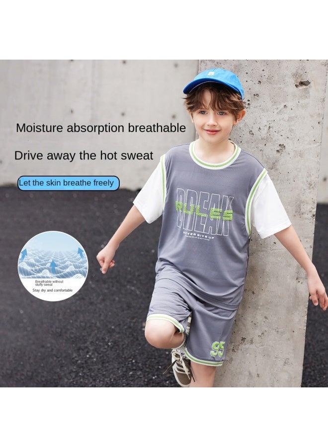 abckids Instant Cooling Set】boys' 25 Summer Mesh Breathable Quick-dry Sweat-wicking Youth Basketball Uniform - Image 3