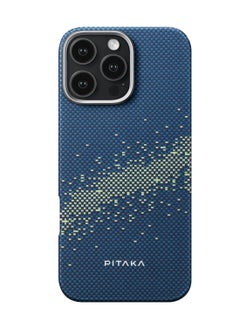 PITAKA Tactile Woven Ultra Slim Case for iPhone 16 Pro with Raised Camera Lip / Woven Touch / Compatible with MagSafe / Drop and Damage Protection - Milky Way Galaxy  - Image 1