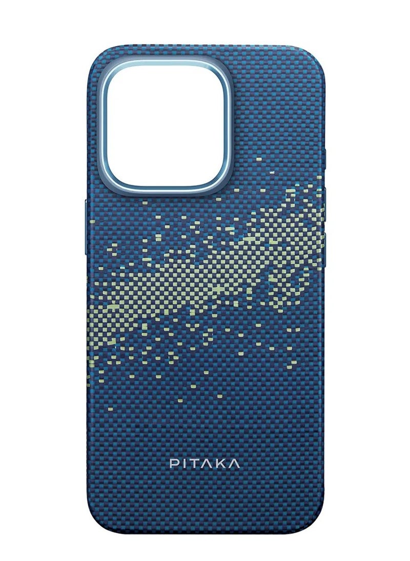 PITAKA Tactile Woven Ultra Slim Case for iPhone 16 Pro with Raised Camera Lip / Woven Touch / Compatible with MagSafe / Drop and Damage Protection - Milky Way Galaxy  - Image 2
