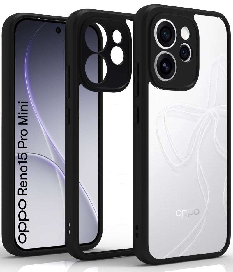 RIGGEAR Shockproof Sleek Hybrid Armor Back Cover Case for Oppo Reno15 Pro Mini, Reno 15 Pro Mini 5G (Clear PC + Black TPU Bumper) - Image 1