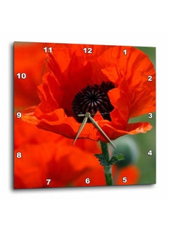 3DROSE Dpp_29205_1 Beautiful Red Poppywall Clock 10 By 10Inch  - Image 2