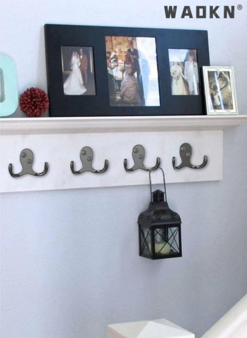 WAOKN 10 Pcs Slant hole double claw wall hanging hook retro double hook jacket scarf key hat hook with screw  - Image 2