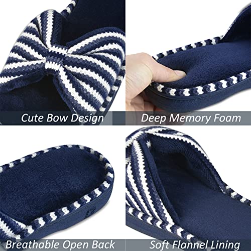 DL Women's Memory Foam Open Toe Slide Slippers with Cute Bow and Cozy Terry Lining, Slip-on House Shoes Spa Mules Sandals with Indoor Outdoor Rubber Sole, pink, 11-12 - Image 4