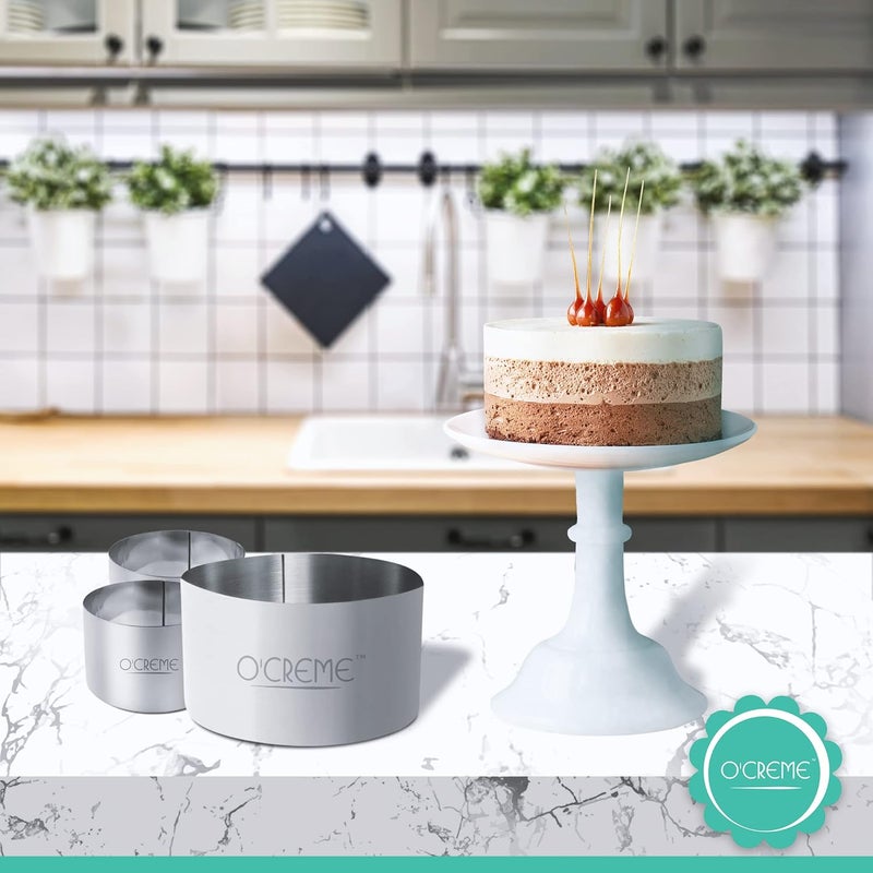O'Creme Cake Ring Sturdy Stainless Steel Round Mousse Cake Ring Mold for Baking, Dessert Cake Decorating Pastry Rings 4 Inch Diameter x 4 Inch High - Image 3
