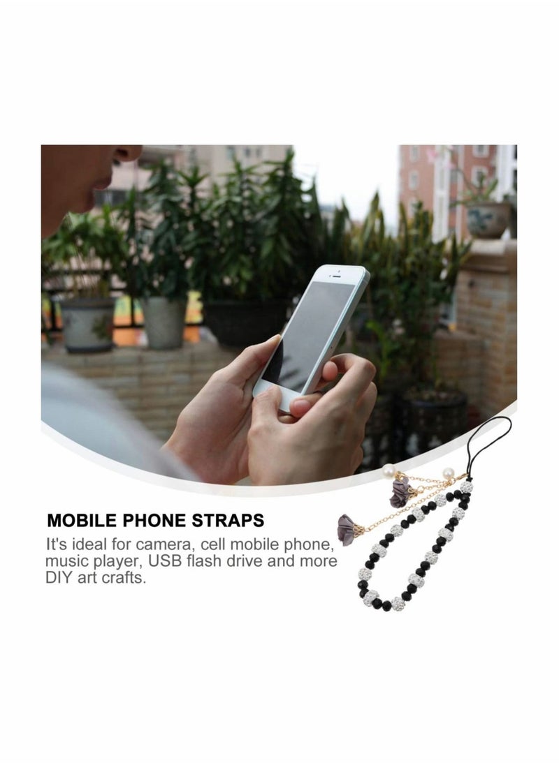 Captaintech Mobile Phone Straps, Creative Crystal Flower Pendant Charm, Non Slip Phone Lanyard Cute Pocket Keychain Strap for Car Key Purse Decoration  - Image 4