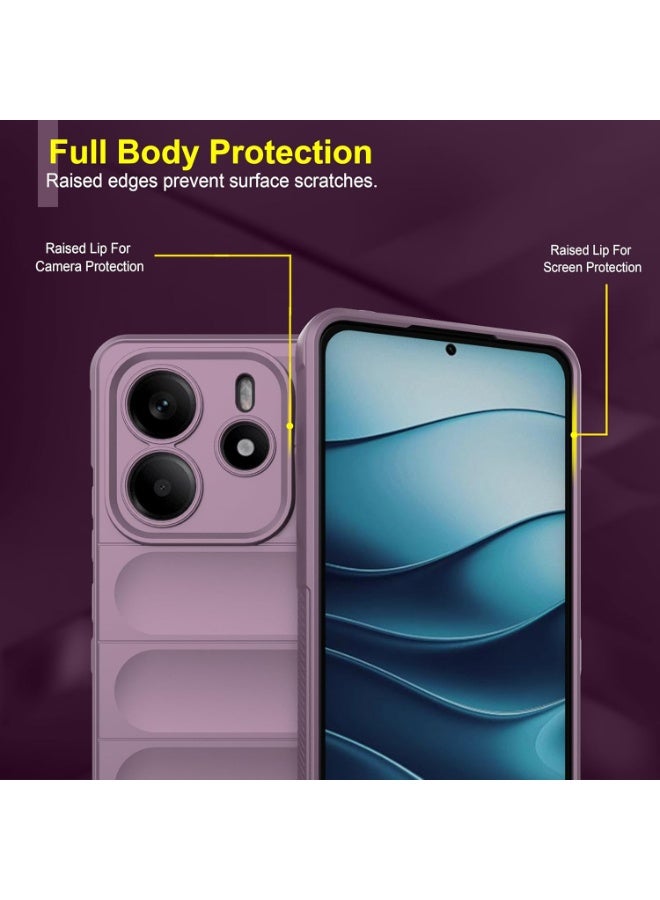جراب خلفي من السيليكون عالي الجودة متوافق مع هاتف Xiaomi Redmi note 14 4G جراب Magic Shield المقاوم للصدمات مع حماية للكاميرا (أرجواني)