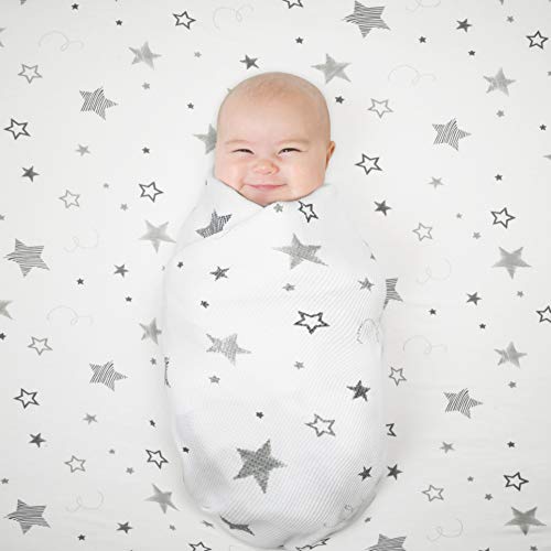 TL Care 100% Natural Cotton Fitted Mini Crib Sheet 38" x 24" - Soft & Breathable Small Nesting Portable Crib Sheet, Fits Pack N Play Mattresses, Super Stars, for Boys & Girls - Image 4