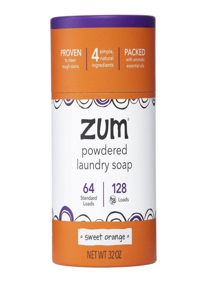 Zum Powdered Laundry Soap by Indigo Wild - Plant-Based Laundry Soap with Baking Soda, Coconut Oil & Essential Oils - 64 Loads (32 oz) - Sweet Orange - Image 1
