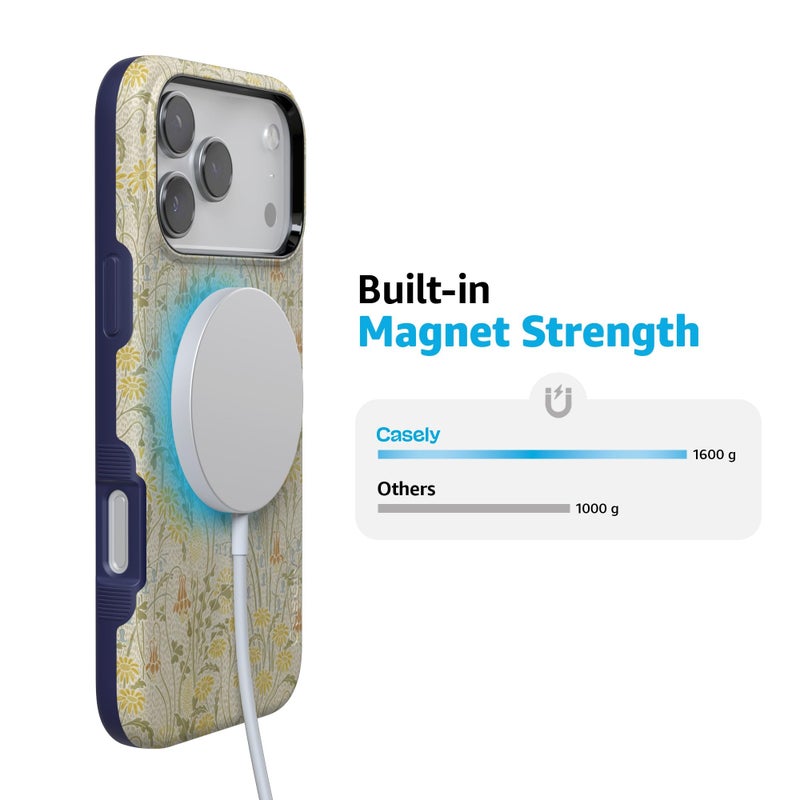 Casely iPhone 17 Pro Case | Boho Blooms | Golden Floral | Bold Protective Design | Compatible with MagSafe - Image 5