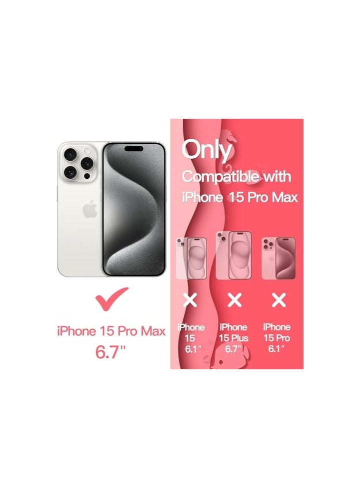 JETech Cute Case for iPhone 15 Pro Max 6.7-Inch, Wave Frame Curly Shape Shockproof Phone Cover for Women and Girls, Clear Hard PC Back (Pink) - Image 2