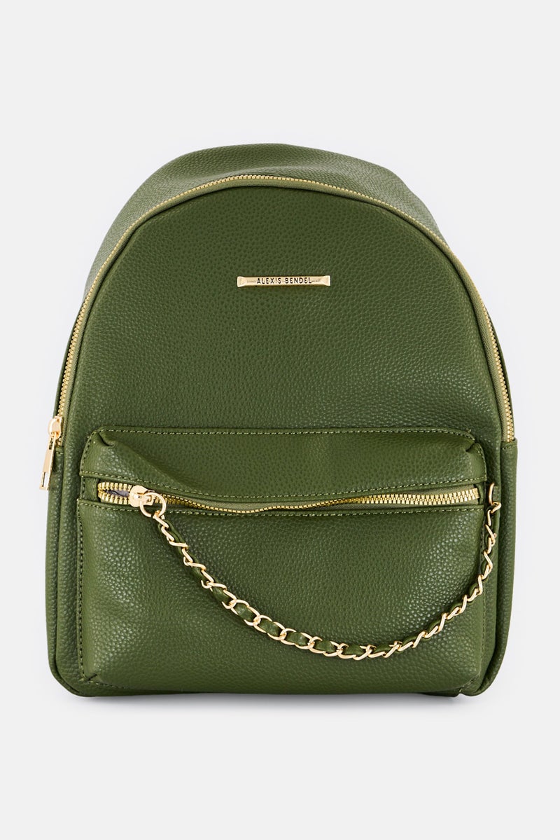 Alexis Bendel Women Brand Logo Backpack, Olive  - Image 1