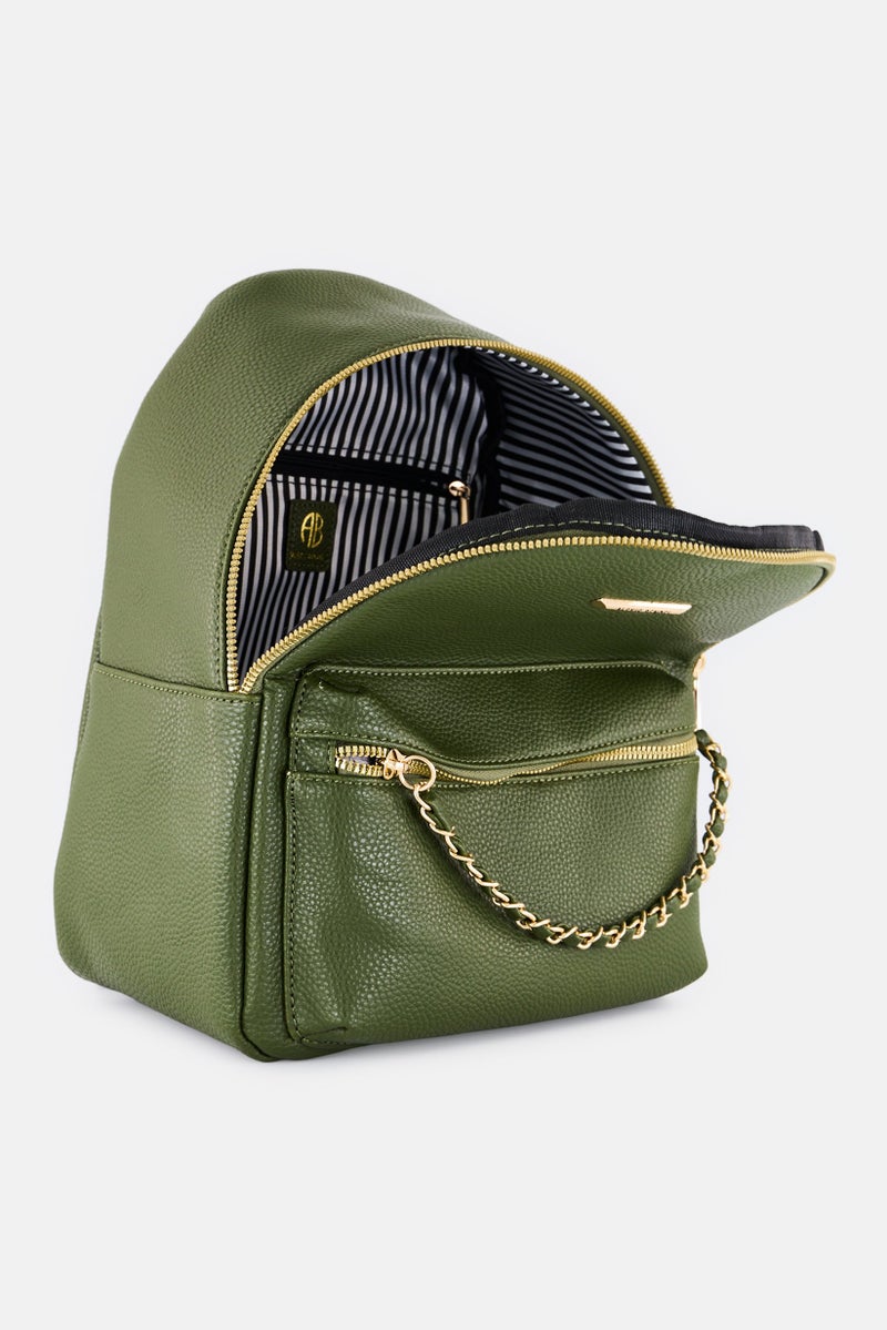 Alexis Bendel Women Brand Logo Backpack, Olive  - Image 3