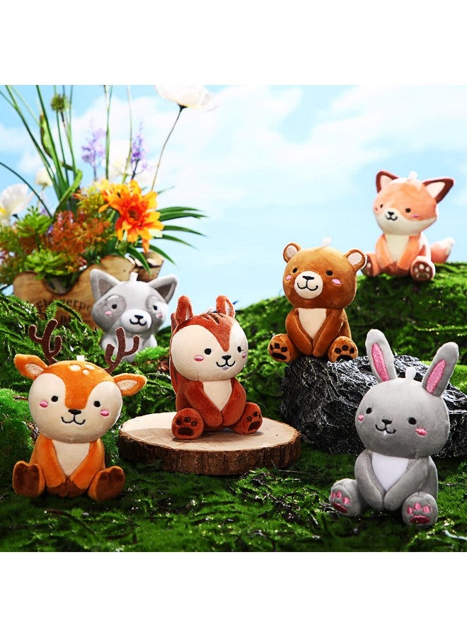 Aoriher 6 Pcs Mini Woodland Animals Plush Toys Bulk 4 Inch Cute Plush Bear Rabbit Squirrel Raccoon Stuffed Keychain For Baby Shower Birthday Party Supplies Table Centerpiece Decors(Regular Style) - Image 5